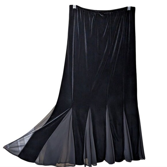 MSK Evening velvet maxi skirt size 12 pull on sheer panels Gusset dressy event - Picture 11 of 11